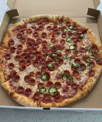 20" double pepperoni with half jalapeño