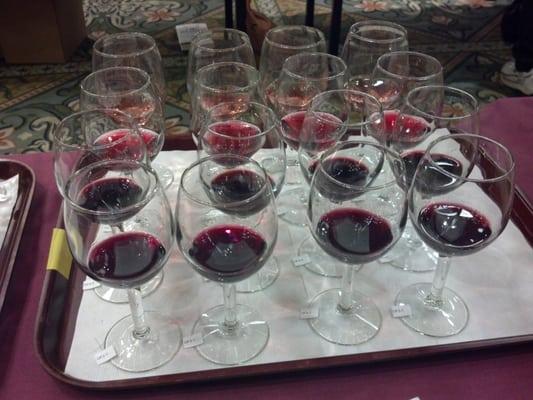 Wines prepared to serve the judges during the Commercial Competition.