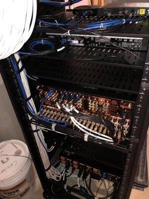 Custom AV rack cabling and configuration.