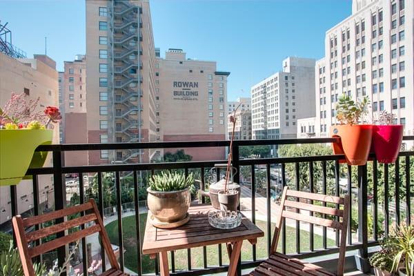 one of the best balcony locations in downtown is the south side of the el dorado....you get it all, quiet, sunny, but open!