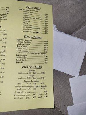 Updated prices menu