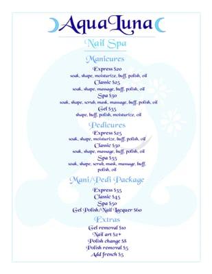 Nail Spa Menu