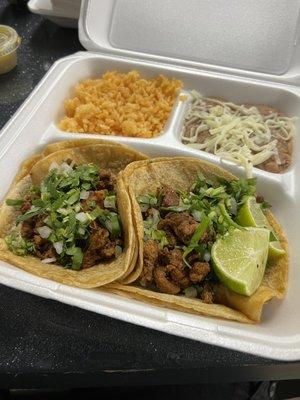 Taco Special Al Pastor with Rice and Beans