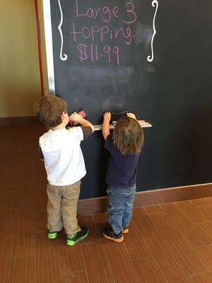 A family friendly place complete with chalkboard wall!