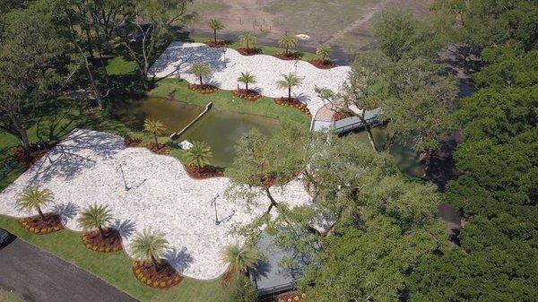 Aerial view of outdoor venue.