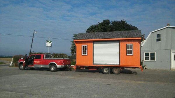 12x20 custom painted storage shed used for sales office at local pumpkin patch