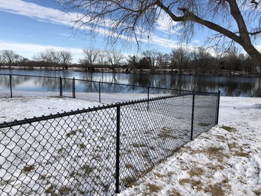 Black vinyl coated chain link fence