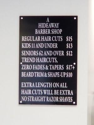 Acrylic price board (black) lettering in silver.