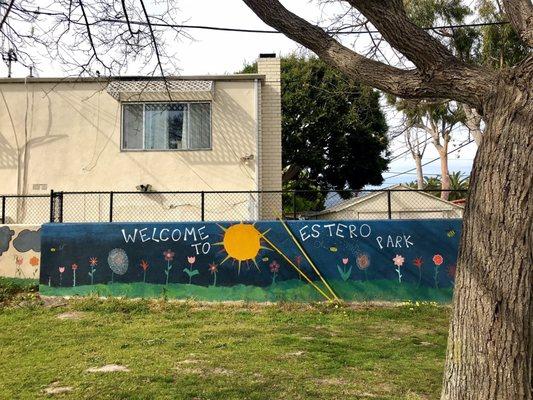 Welcome mural on northeast wall