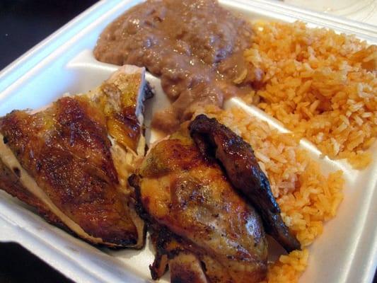 Mesquite Roasted Chicken, beans, rice