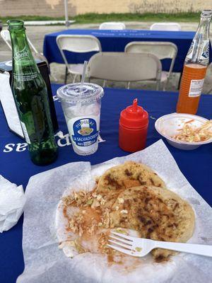 Two Pupusas and a drink