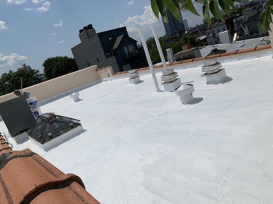 GACO LIQUID SILICONE APPLIED ON THIS RESIDENTIAL ROOF AND ALSO TERRACOAT WATERPROOF LIQUID APPLIED ON THE WALLS !!