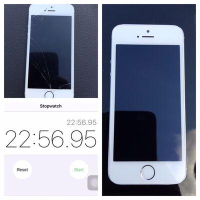 On-The-Spot Dashboard Job. Battery Swap & Screen Repair. And...23 minutes later #shoplocal #iphonerepair #anotherone