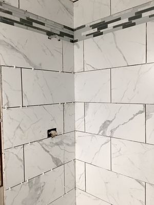 Tile shower in progress