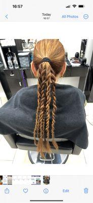 Shampoo ,blow dry and braid  .