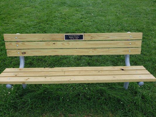 New today, this new bench is a heartfelt remembrance of  "Baby Felix". Thoughts and prayers for Felix and family!