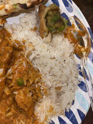 Butter chicken with Basmati Rice and Butter Naan