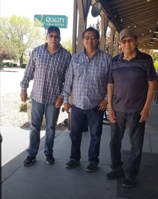 Lawrence with Window Rock Christian Church Pastors after lunch at Cracker Barrel in New Mexico.