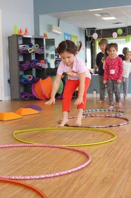 An obstacle course during a birthday party at H2K