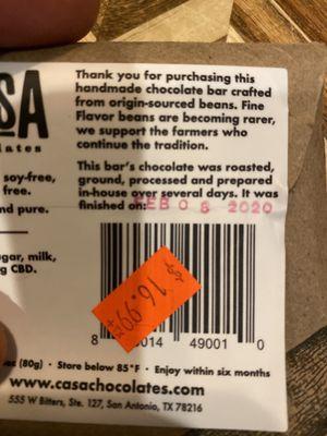 Expired $17 chocolate bar