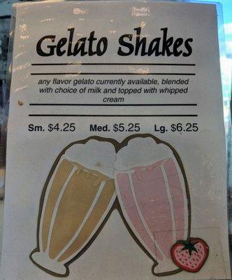 Vero: Gelato Shakes Prices (12.2018)