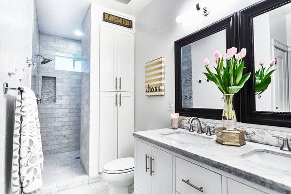 Bathroom remodel, marble tile