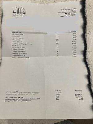 Vet bill that they won't help cover