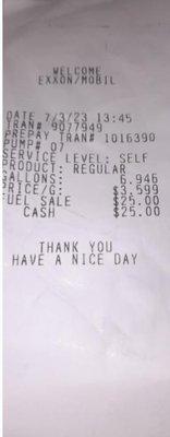 At least the receipt has common courtesy