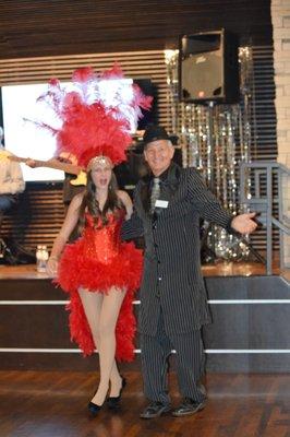 One of our showgirls with a customer at the Tulsa Home builders Casino Party