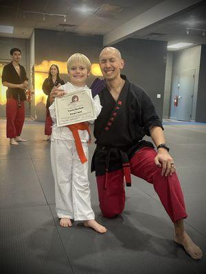 Master C & Calvin after a recent belt exam.