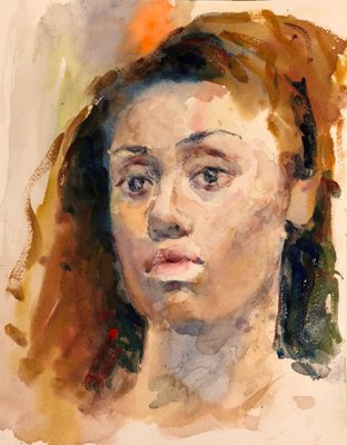 Portrait in watercolor. Advanced painting class for adults.