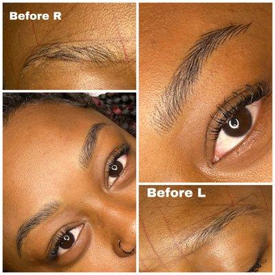 Enhancing her scars in her brows with hairstrokes.