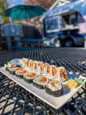 Sakura Roll (good texture and soft right), and Crunch Roll (good)!