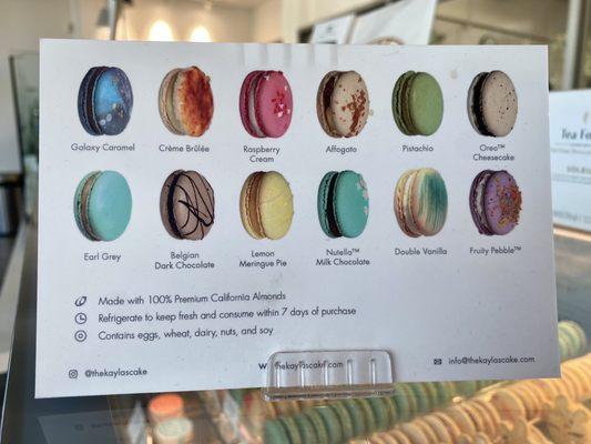 Macarons Menu.