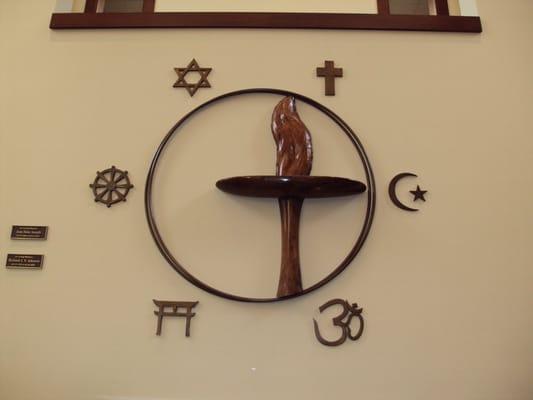 Our wall sculpture represents our acceptance of all faiths.