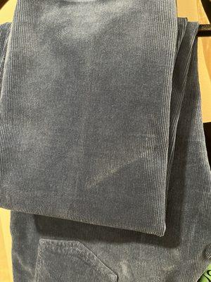 Iron marks left on pants. Does not brush out.