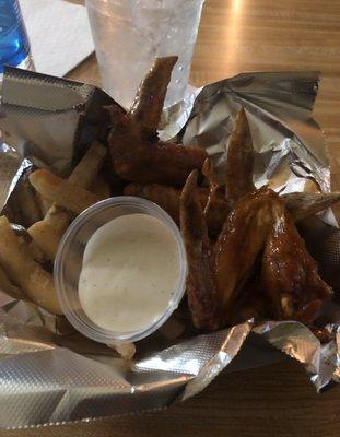 Trackside Sauce Wings and Fries