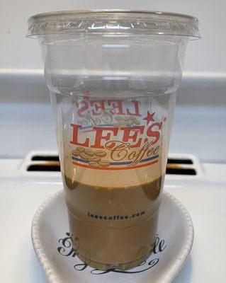 LARGE Coffee, no ice. They'll give you a large cup with 1/3 of coffee.