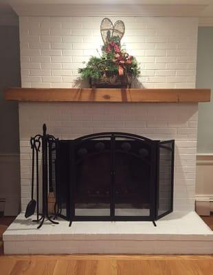 The homeowner selected this reclaimed beam from Stonewood Products in Harwich that we made into a mantle...