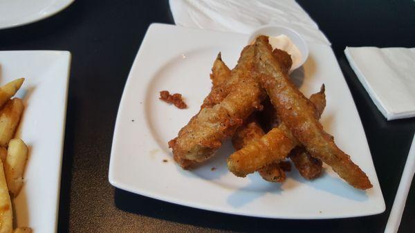 Fried Pickles you have to try these. The dip sauce is tasty.