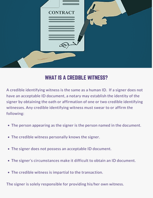 Credible Witness used when signer does not have acceptable ID.