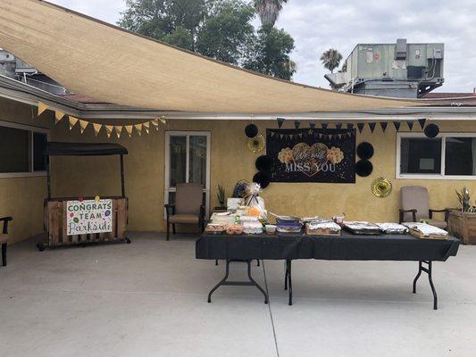 Staff appreciation celebration on the patio