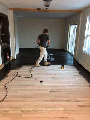 staining old floor after refinished