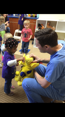 Dr. Schaack with the kids at Kid's Day Out, First Baptist of Wimberley