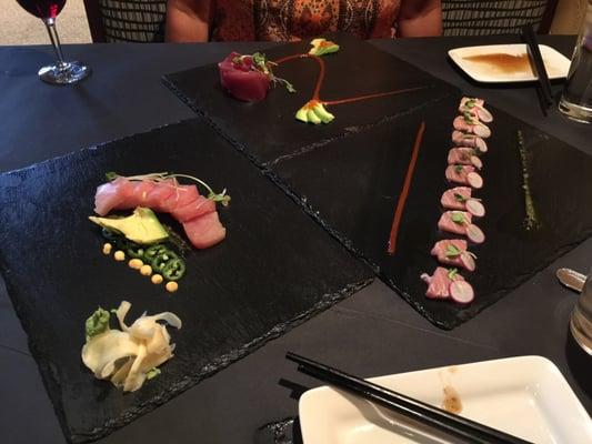 Three sashimi plates