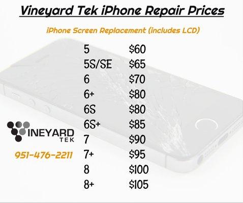 iphone screen replacement prices