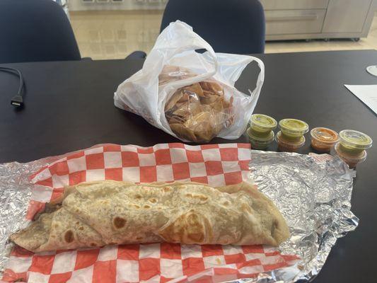 Bistek burrito and fresh salsas