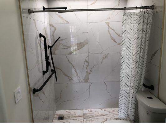 Tile installation in bathroom