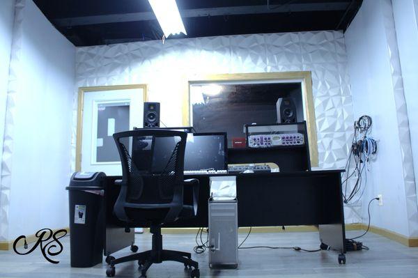 Our recording studio with high quality equipment and sound proof booth.