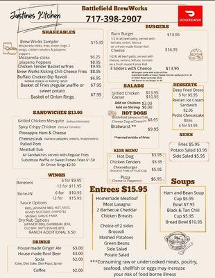 Justines Kitchen Menu